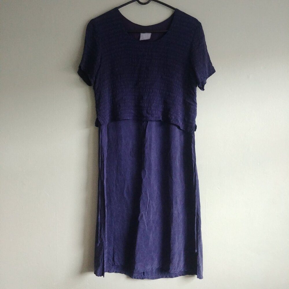 Rabbit Rabbit Rabbit navy blue dress blouse overlay fits like Small